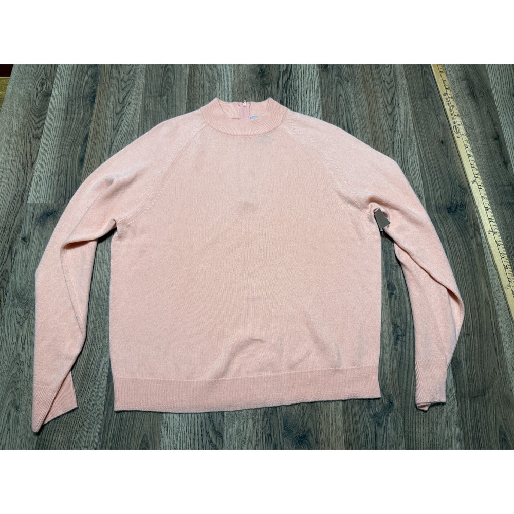 Swan Shirt, Women's Size Large, Peach, Long Sleeve, Zip Up Back, Mock Neck